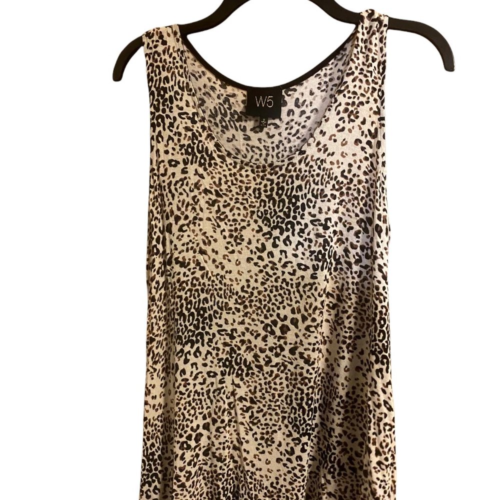 W5 Leopard Tan/Brown/Black Tank Top Women's Size Small U.S.A Made Animal Print